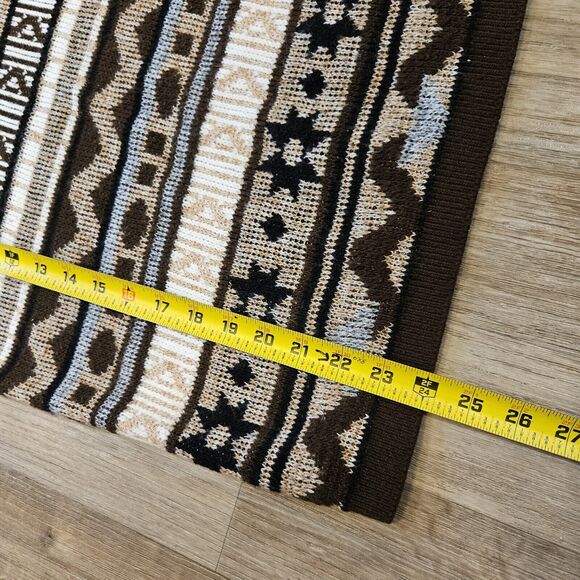 Vtg JJ Browne Cowl Neck Sweater Womens XL Brown Aztec Southwestern Boho Western - Picture 9 of 10